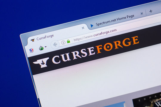 Ryazan, Russia - May 13, 2018: CurseForge website on the display of PC, url - CurseForge.com.