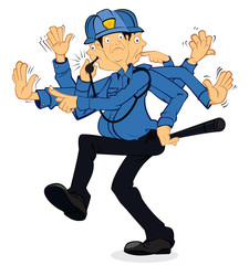 Traffic police in Different action on road.