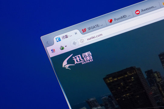 Ryazan, Russia - May 13, 2018: Xunlei website on the display of PC, url - Xunlei.com.