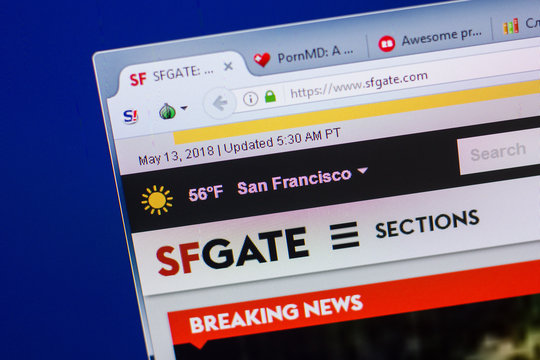 Ryazan, Russia - May 13, 2018: SFGate website on the display of PC, url - SFGate.com.