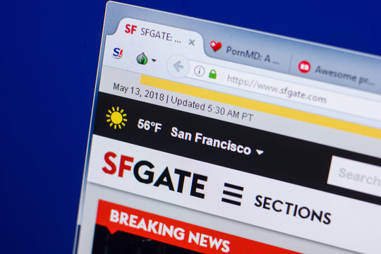 Ryazan, Russia - May 13, 2018: SFGate website on the display of PC, url - SFGate.com.