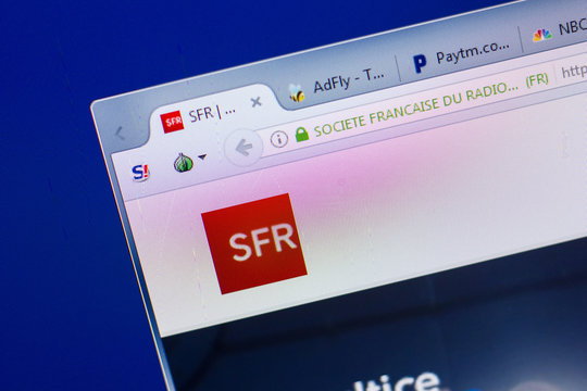 Ryazan, Russia - May 13, 2018: SFR website on the display of PC, url - SFR.fr.