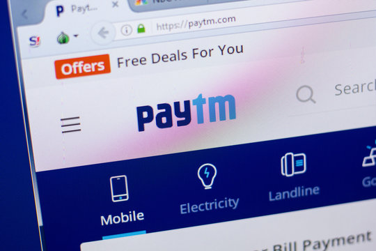 Ryazan, Russia - May 13, 2018: Paytm website on the display of PC, url - Paytm.com.