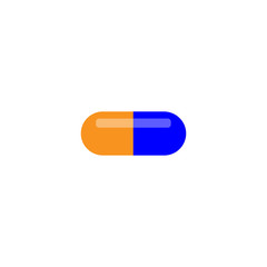 Medicine,capsule, pill flat vector icon isolated on a white background.