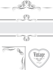 Four decorative elements for vintage design
