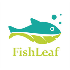 Aquaponics Fish Leaf Logo Template 