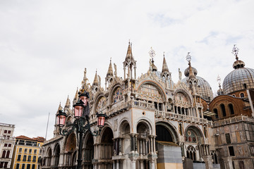 Naklejka premium low angle view of cathedral basilica of saint mark in Venice, Italy