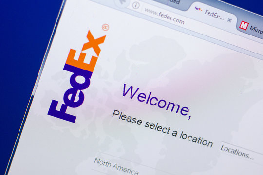 Ryazan, Russia - May 13, 2018: Fedex website on the display of PC, url - Fedex.com.