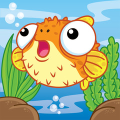 Puffer fish cartoon, Animal cartoon cute