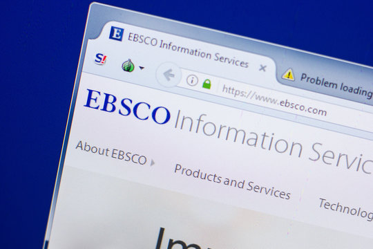 Ryazan, Russia - May 13, 2018: Ebsco website on the display of PC, url - Ebsco.com.