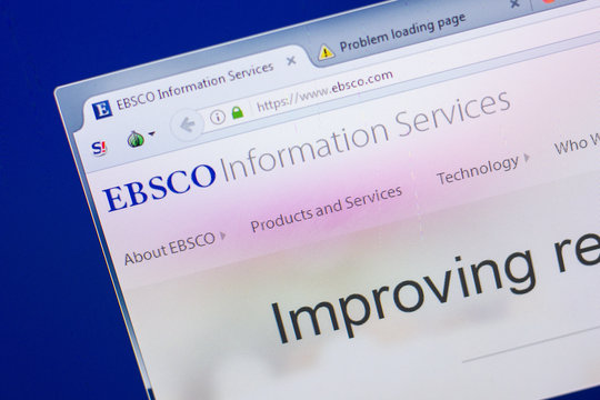 Ryazan, Russia - May 13, 2018: Ebsco website on the display of PC, url - Ebsco.com.