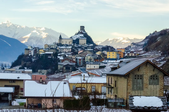 village in the Valais mountains in the Alps