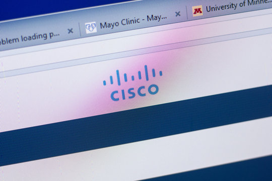 Ryazan, Russia - May 13, 2018: Cisco website on the display of PC, url - Cisco.com.