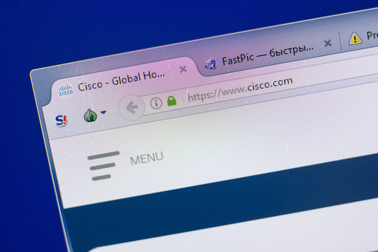 Ryazan, Russia - May 13, 2018: Cisco website on the display of PC, url - Cisco.com.