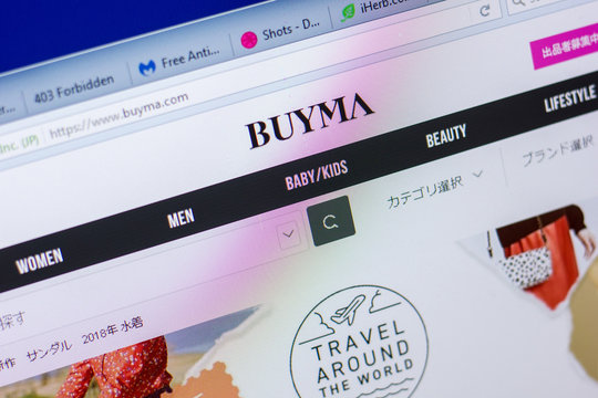 Ryazan, Russia - May 20, 2018: Homepage of Buyma website on the display of PC, url - Buyma.com.
