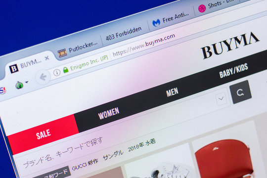 Ryazan, Russia - May 20, 2018: Homepage of Buyma website on the display of PC, url - Buyma.com.
