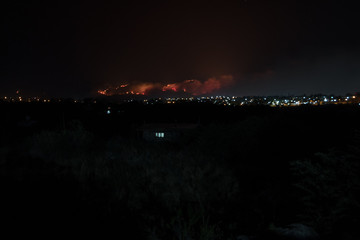 Huge fire in the mountains of villa giardino