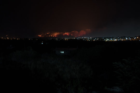 Huge fire in the mountains of villa giardino