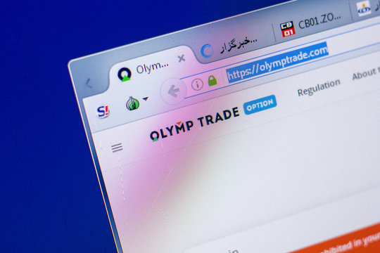 Ryazan, Russia - May 20, 2018: Homepage of OlympTrade website on the display of PC, url - OlympTrade.com.