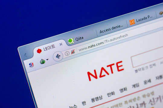 Ryazan, Russia - May 20, 2018: Homepage of Nate website on the display of PC, url - Nate.com.