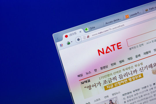 Ryazan, Russia - May 20, 2018: Homepage of Nate website on the display of PC, url - Nate.com.