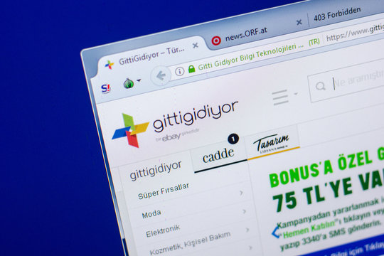Ryazan, Russia - May 20, 2018: Homepage of Gittigidiyor website on the display of PC, url - gittigidiyor.com.