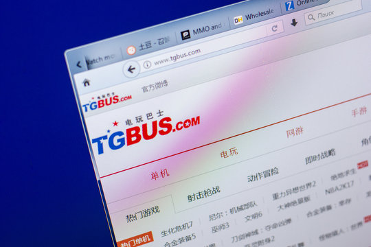 Ryazan, Russia - May 20, 2018: Homepage of Tgbus website on the display of PC, url - Tgbus.com.