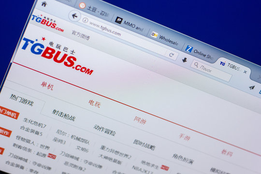 Ryazan, Russia - May 20, 2018: Homepage of Tgbus website on the display of PC, url - Tgbus.com.