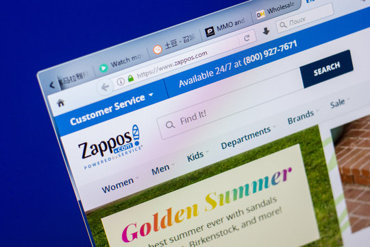 Ryazan, Russia - May 20, 2018: Homepage of Zappos website on the display of PC, url - Zappos.com.