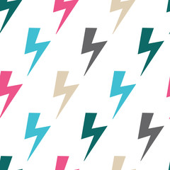 Seamless pattern with lighting strike signs or symbols, flat vector illustration.