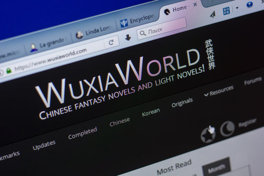 Ryazan, Russia - May 20, 2018: Homepage of WuxiaWorld website on the display of PC, url - WuxiaWorld.com.