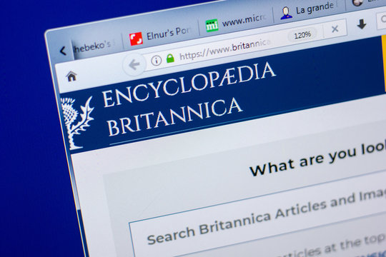 Ryazan, Russia - May 20, 2018: Homepage of Britannica website on the display of PC, url - Britannica.com.