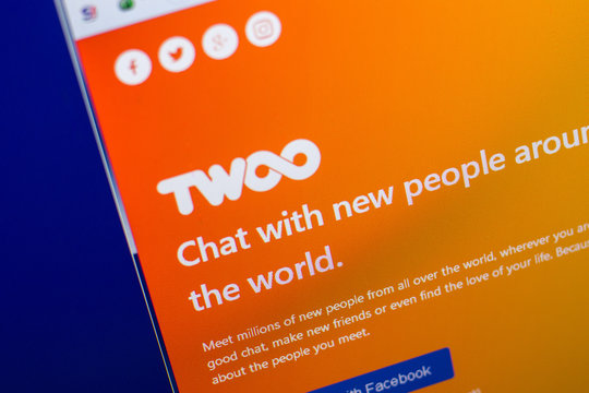 Ryazan, Russia - May 20, 2018: Homepage of Twoo website on the display of PC, url - Twoo.com.
