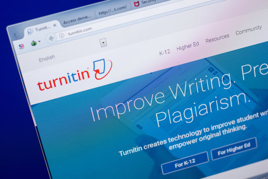 Ryazan, Russia - May 20, 2018: Homepage of Turnitin website on the display of PC, url - Turnitin.com.