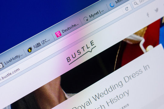Ryazan, Russia - May 20, 2018: Homepage of Bustle website on the display of PC, url - Bustle.com.