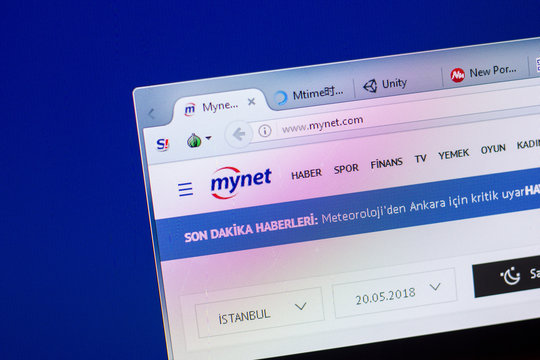 Ryazan, Russia - May 20, 2018: Homepage of Mynet website on the display of PC, url - Mynet.com.