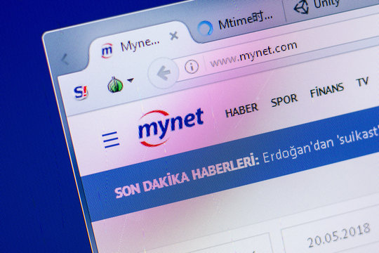 Ryazan, Russia - May 20, 2018: Homepage of Mynet website on the display of PC, url - Mynet.com.