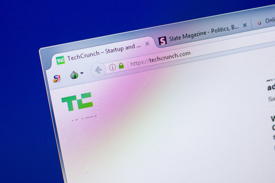 Ryazan, Russia - May 20, 2018: Homepage of TechCrunch website on the display of PC, url - TechCrunch.com.