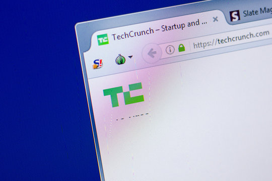 Ryazan, Russia - May 20, 2018: Homepage of TechCrunch website on the display of PC, url - TechCrunch.com.