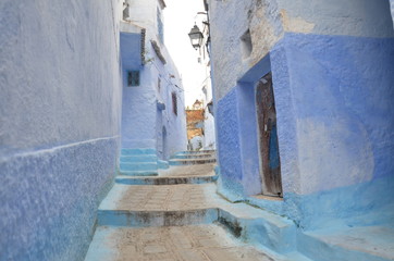 Chefchaouen, the blue city of Morocco. It’s famous for all the houses and shops painted different shades of blue. 