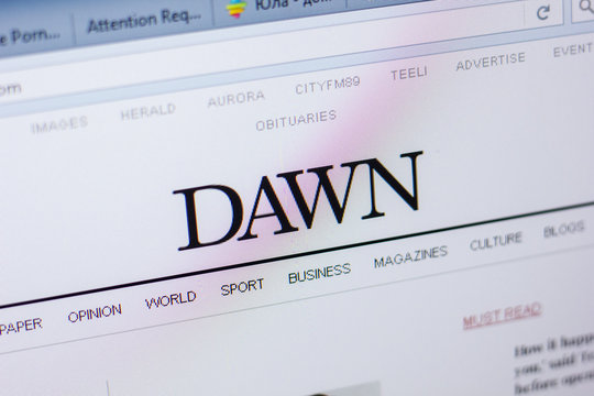 Ryazan, Russia - May 20, 2018: Homepage of Dawn website on the display of PC, url - Dawn.com.