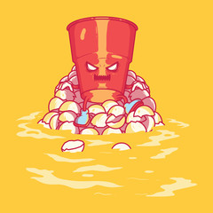 Beer pong cup character vector illustration. Game, drink, team design concept