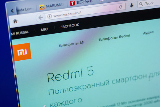 Ryazan, Russia - May 20, 2018: Homepage of Mi or Xiaomi website on the display of PC, url - Mi.com.