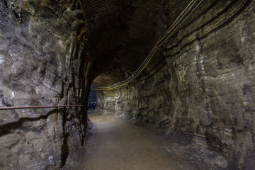 Salt potash mine tunnel with hypnotic pattern