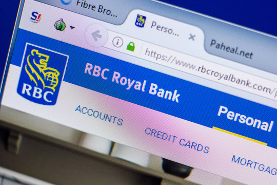 Ryazan, Russia - May 20, 2018: Homepage of RBCRoyalBank website on the display of PC, url - RBCRoyalBank.com.