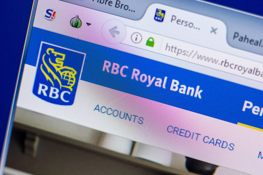 Ryazan, Russia - May 20, 2018: Homepage of RBCRoyalBank website on the display of PC, url - RBCRoyalBank.com.