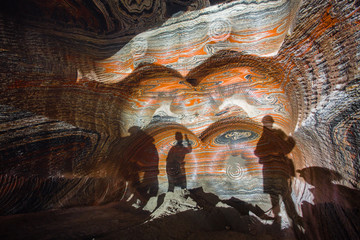 Salt potash mine tunnel with hypnotic pattern miners