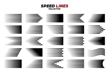 Black comic speed motion line. Vector collection.