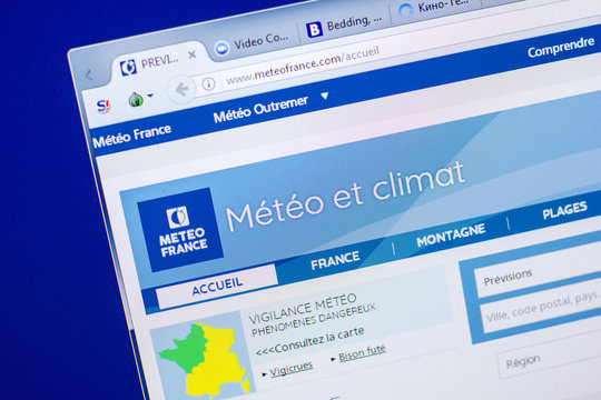 Ryazan, Russia - May 20, 2018: Homepage of Meteo Of France website on the display of PC, url - MeteoOfFrance.com.