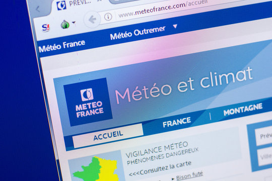 Ryazan, Russia - May 20, 2018: Homepage of Meteo Of France website on the display of PC, url - MeteoOfFrance.com.